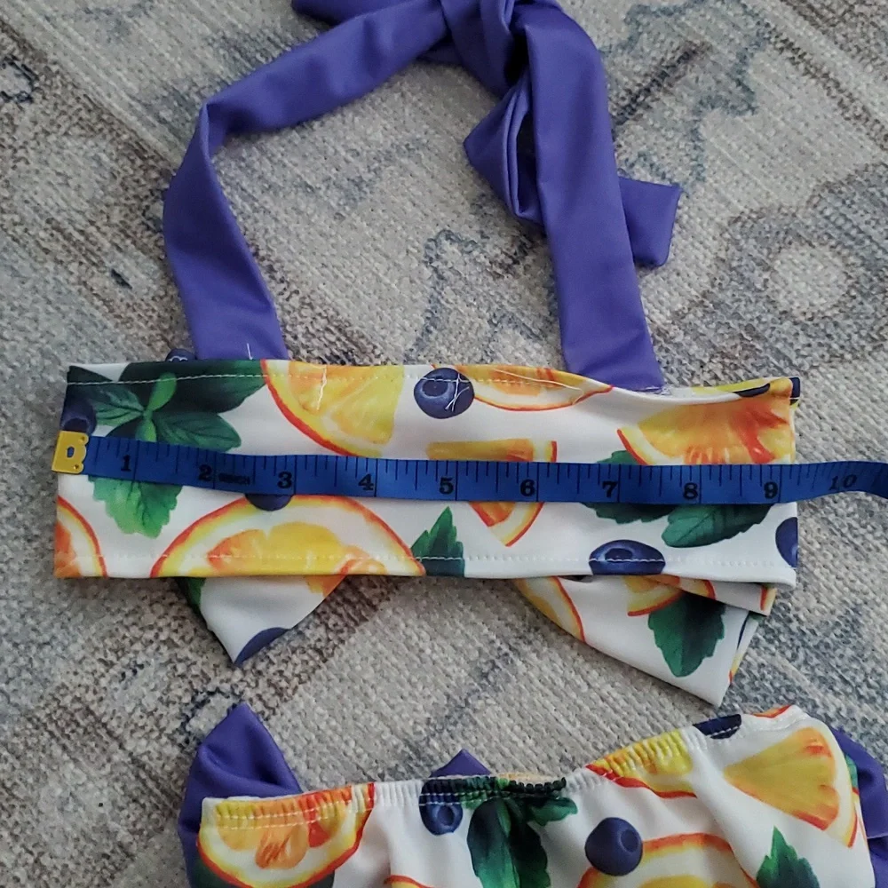 Unbranded Baby Girls Fruit And Bow Swimsuit Sz90 (Fits Like a 6-12m)